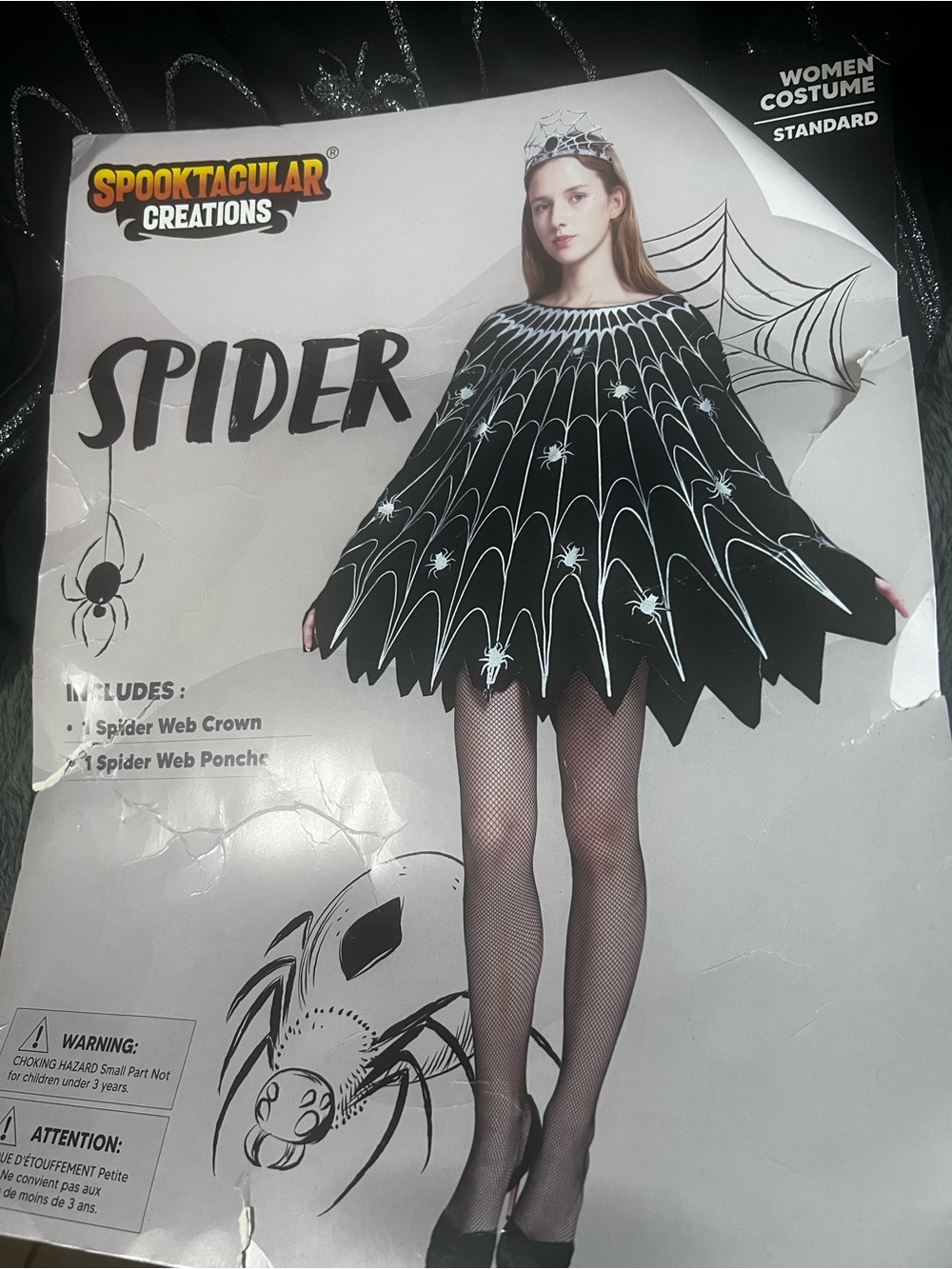 Spooktacular Creations Black Spider Web Adult Poncho Halloween Costume NO Crown